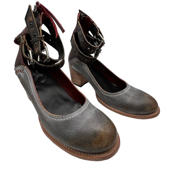 Freebird by Steven Candella Gray Brown Multi Booties Shoes Heel Women's Size 12 - Picture 2 of 11
